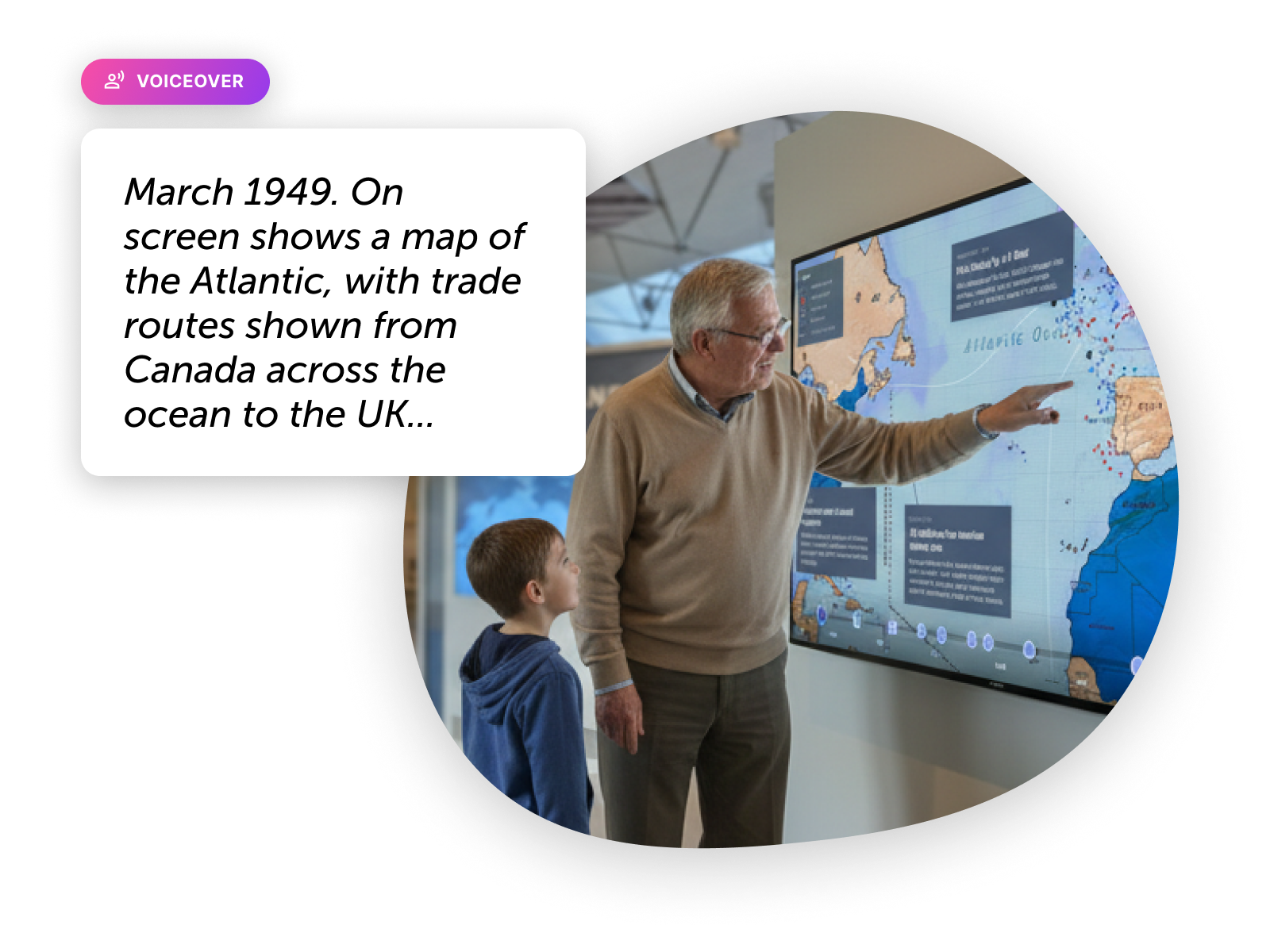 Image of an older man interacting with a Zibit project with voiceover enabled