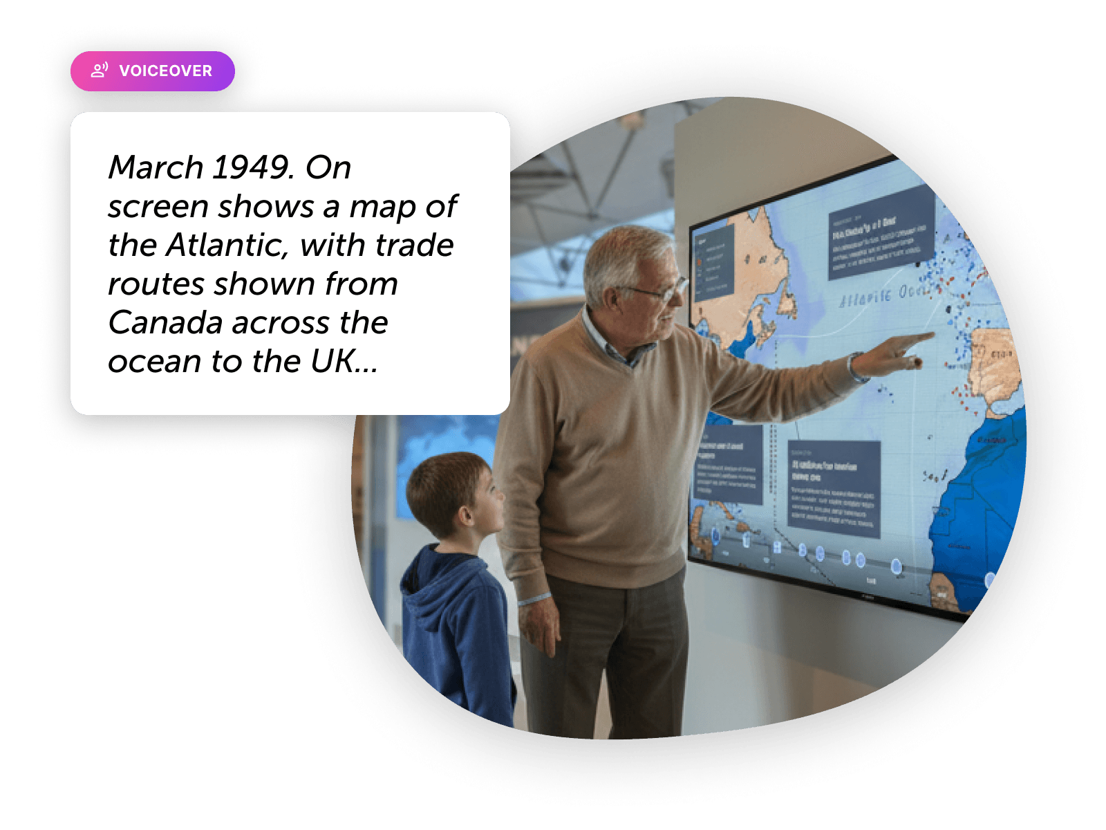 Image of an older man interacting with a Zibit project with voiceover enabled