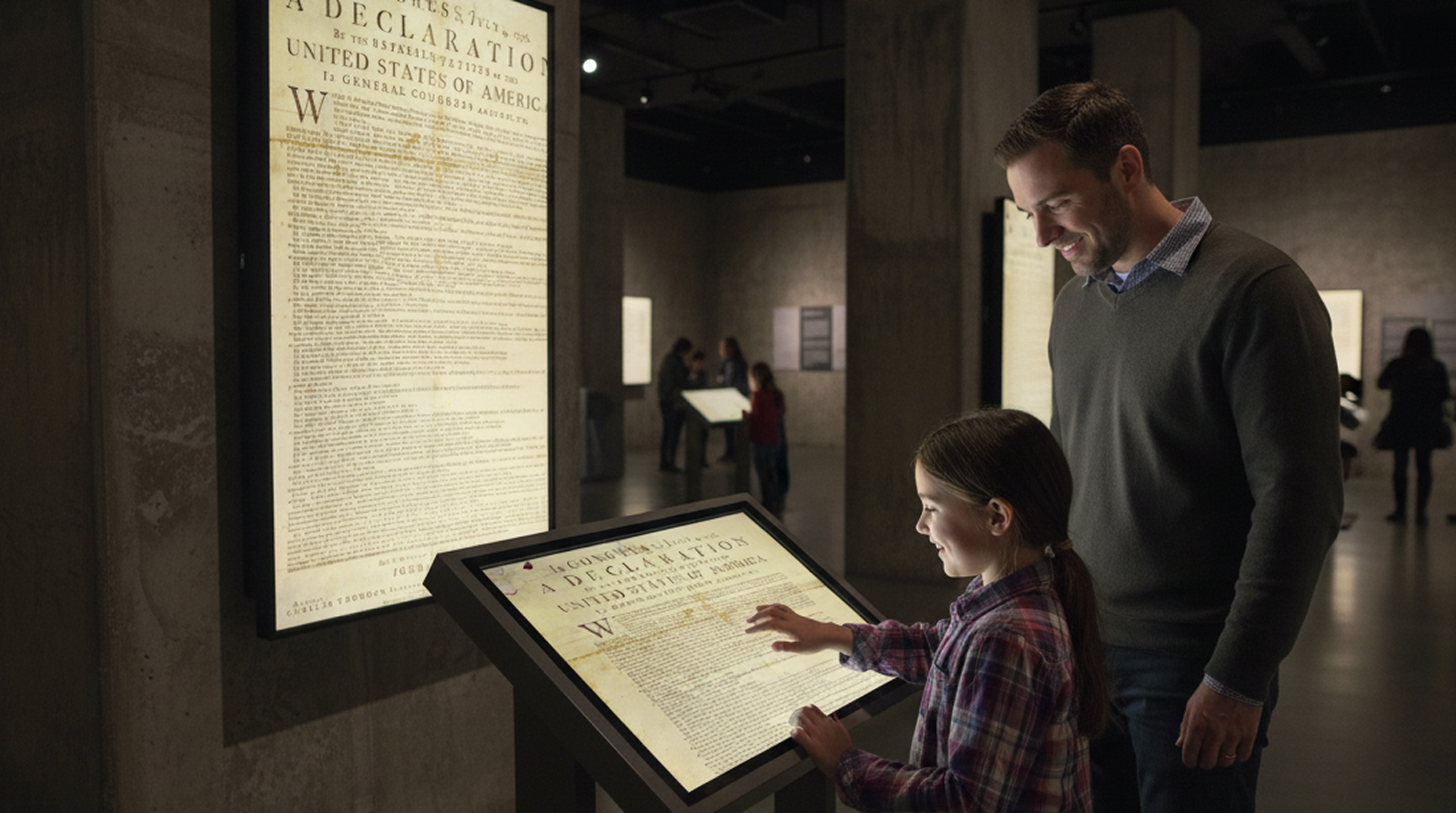 Thomas Jefferson Memorial multi-screen digital exhibits in the museum