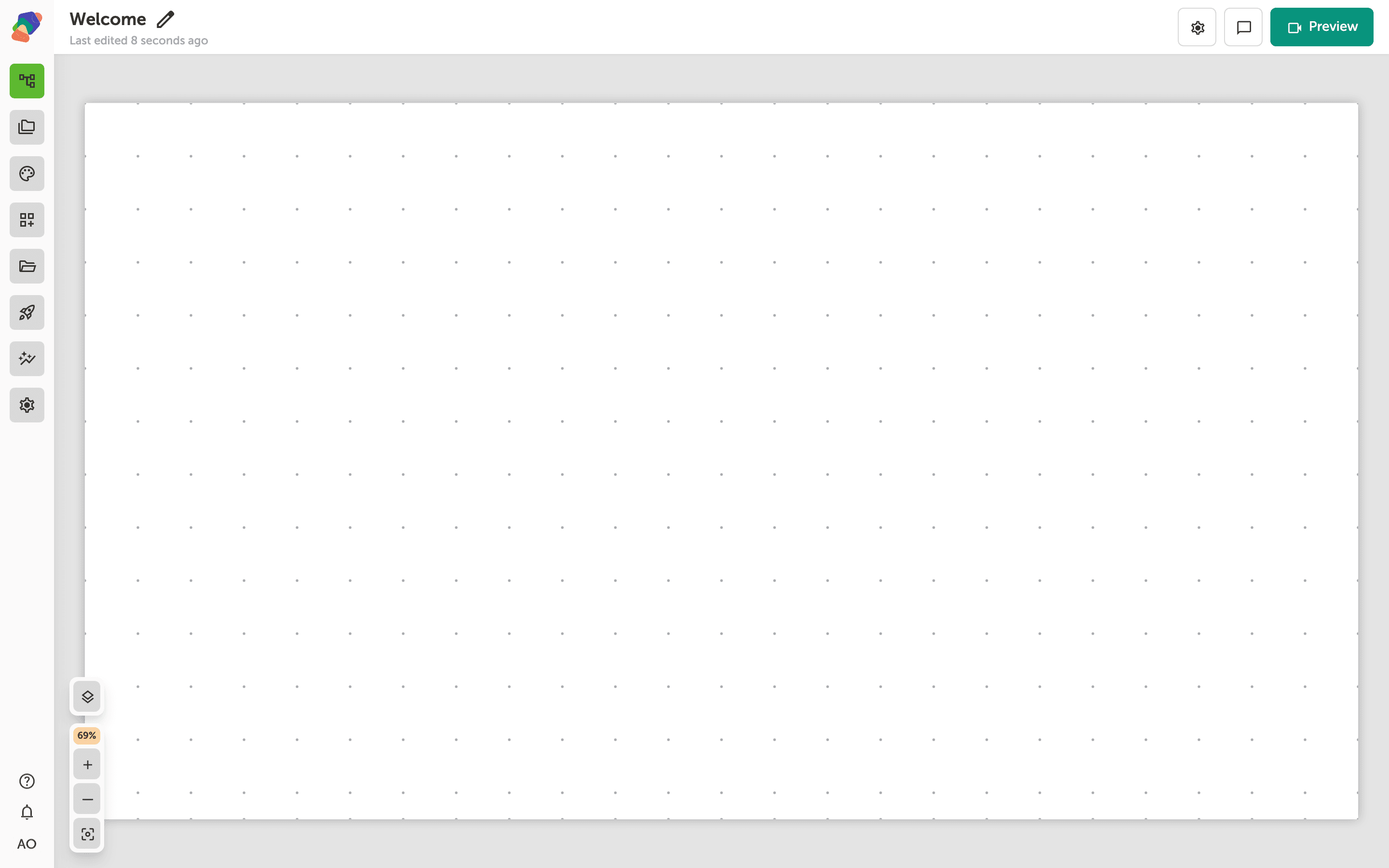 The view editor with an empty grid.