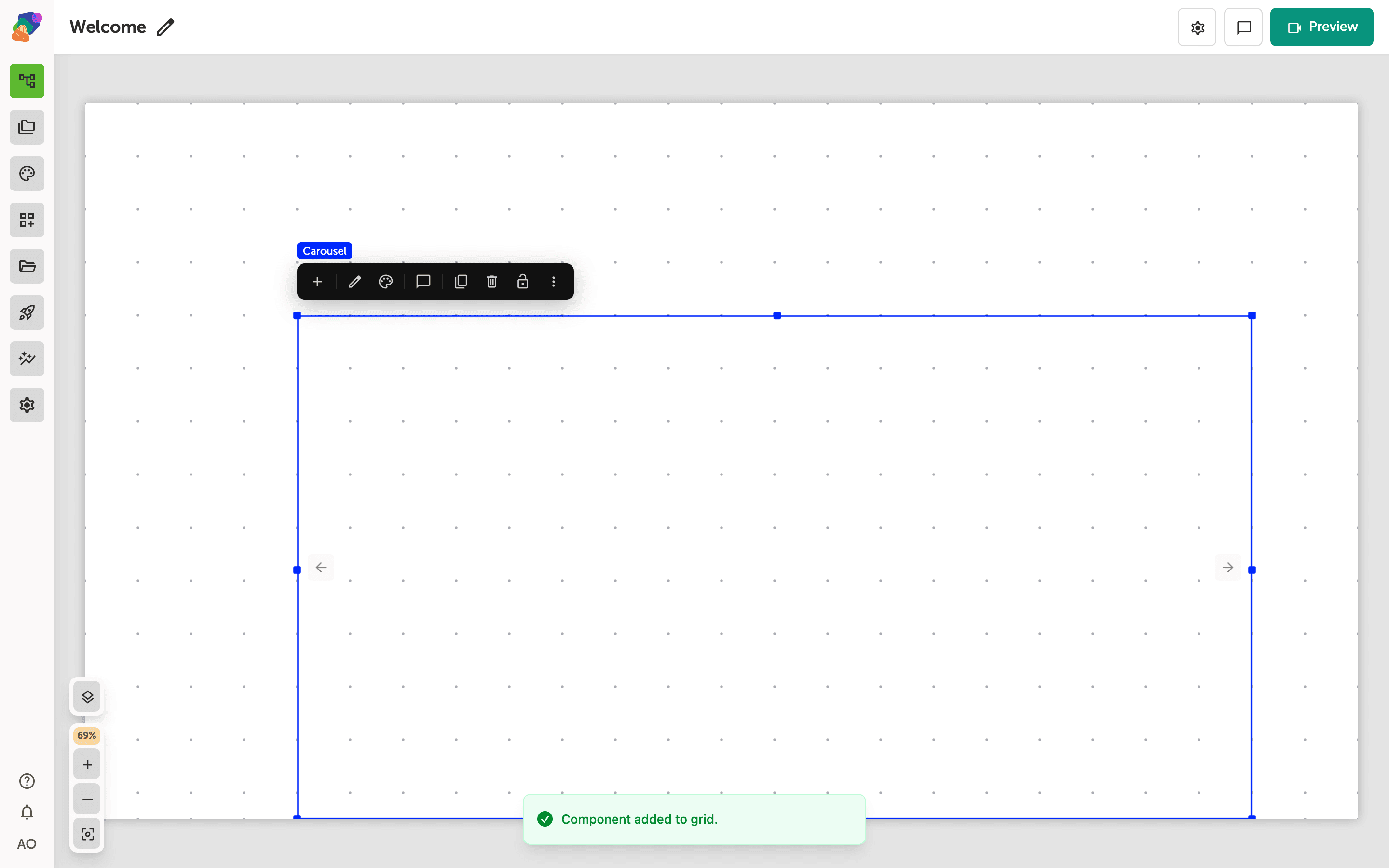 A Carousel component on the grid.