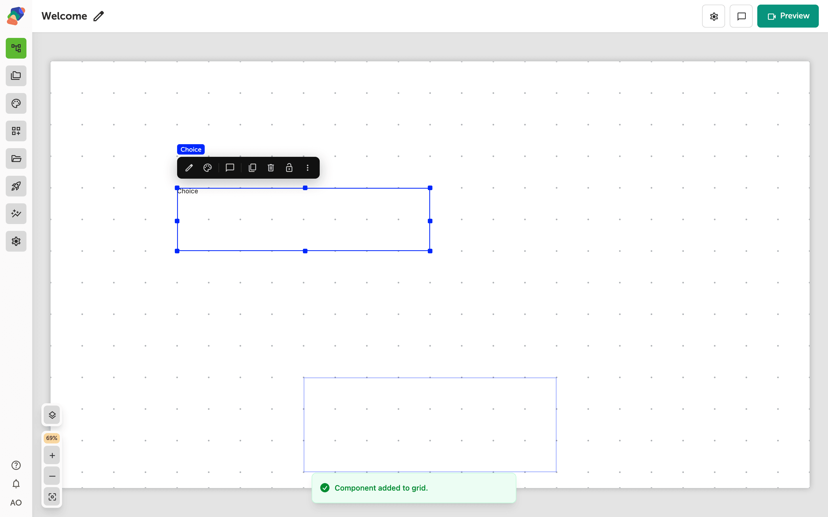 A Choice component on the grid.