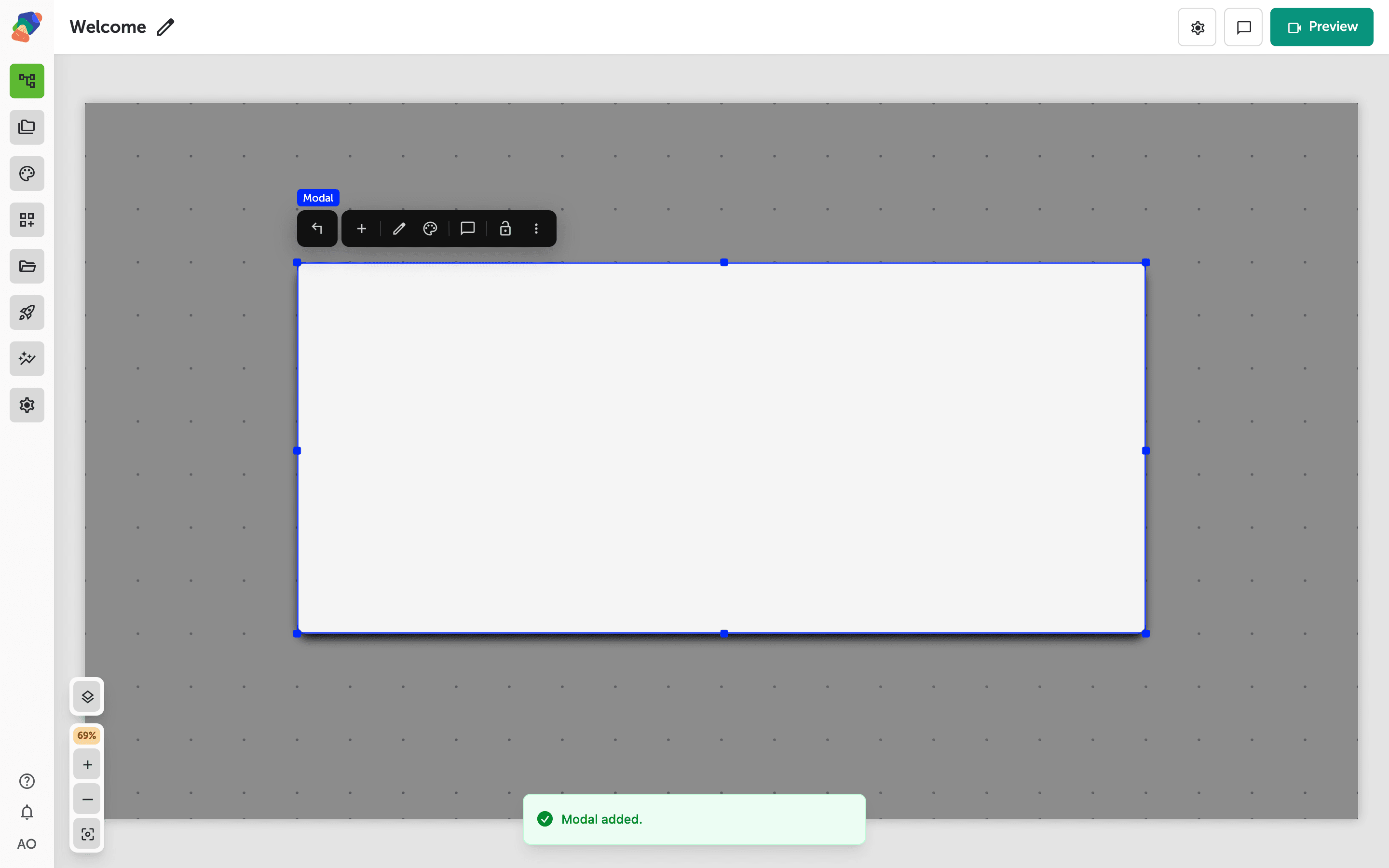 A Modal on the grid.