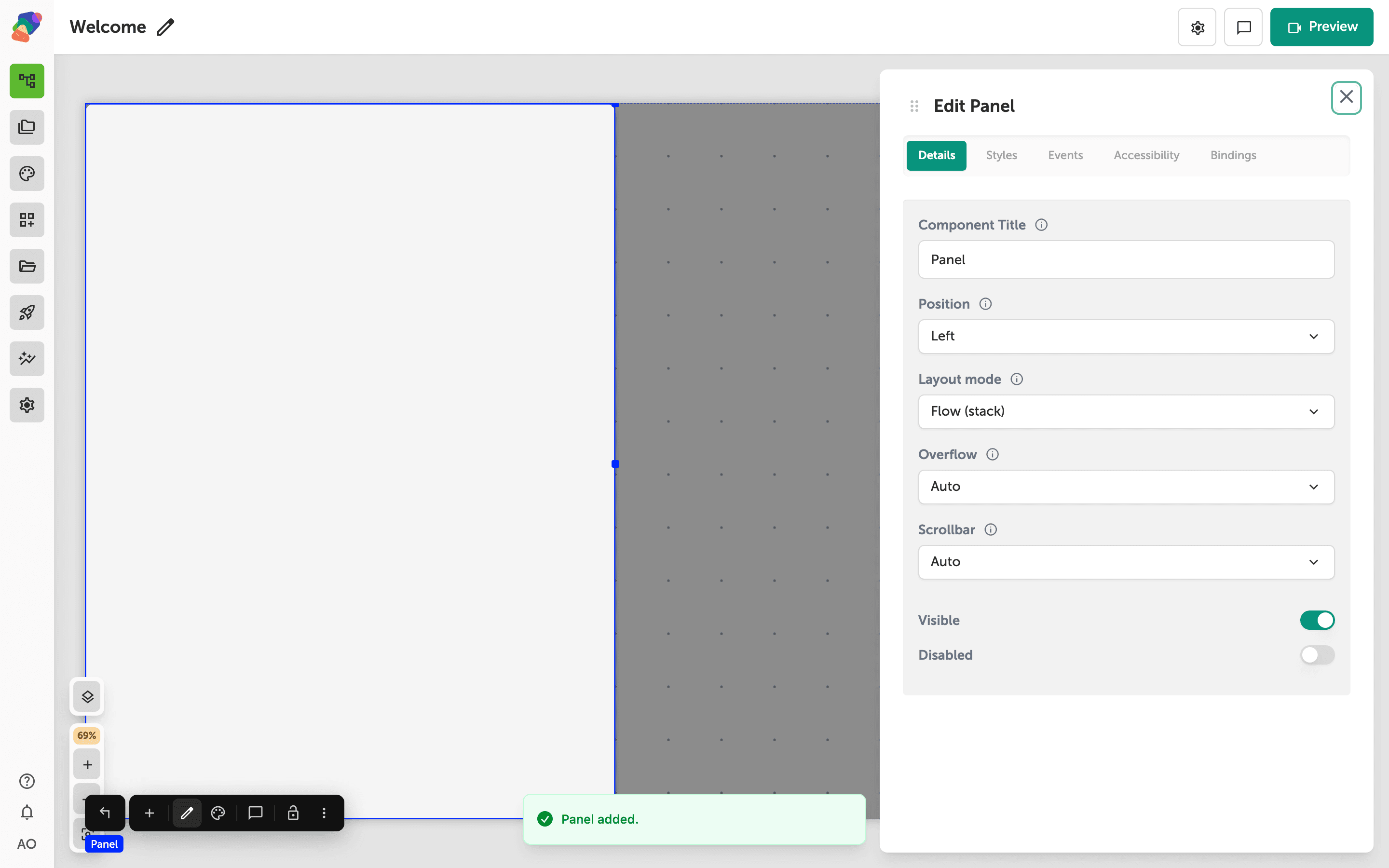 Adding a Panel