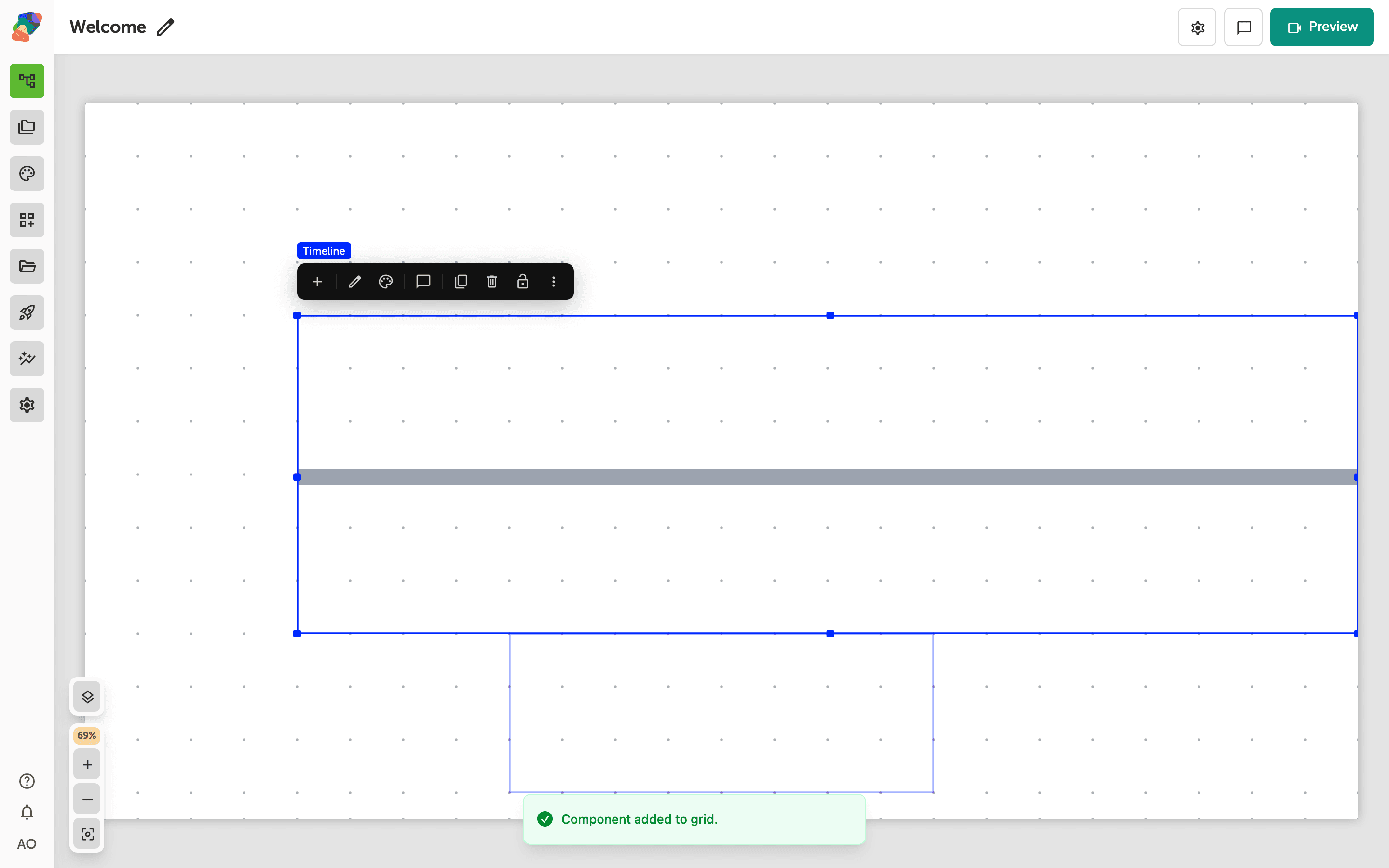 A Timeline component on the grid.