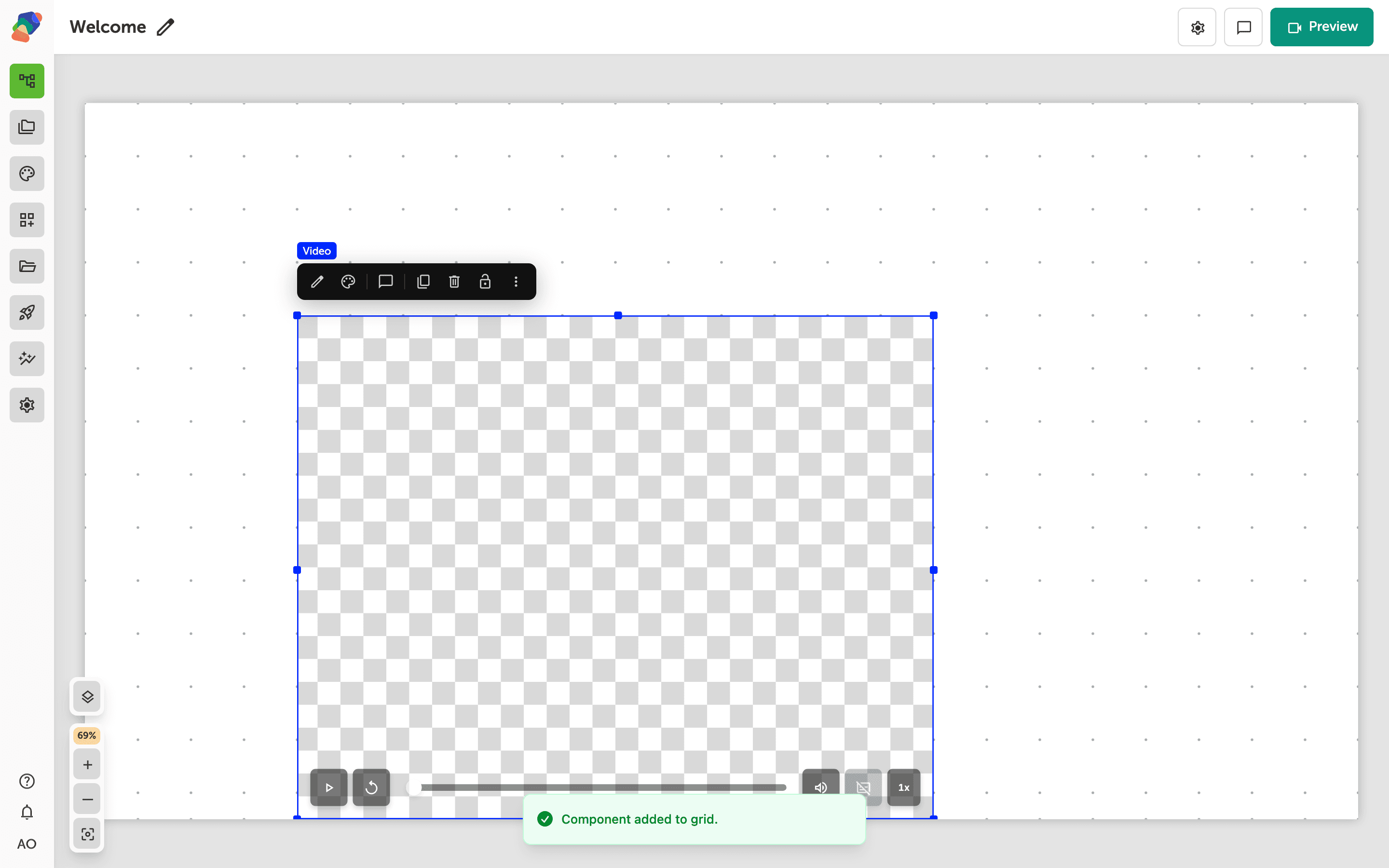 A Video component on the grid.