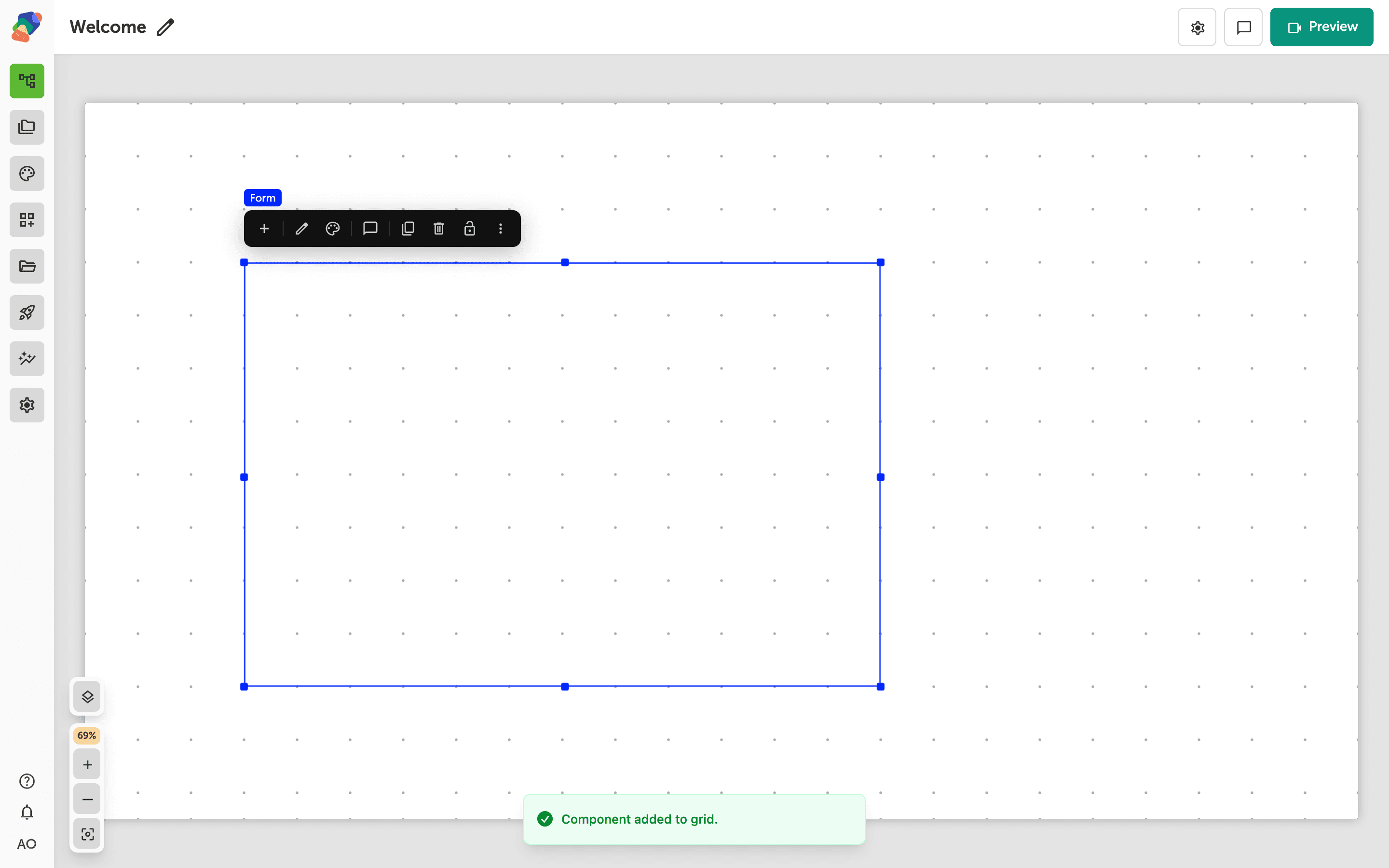 A Form component on the grid.