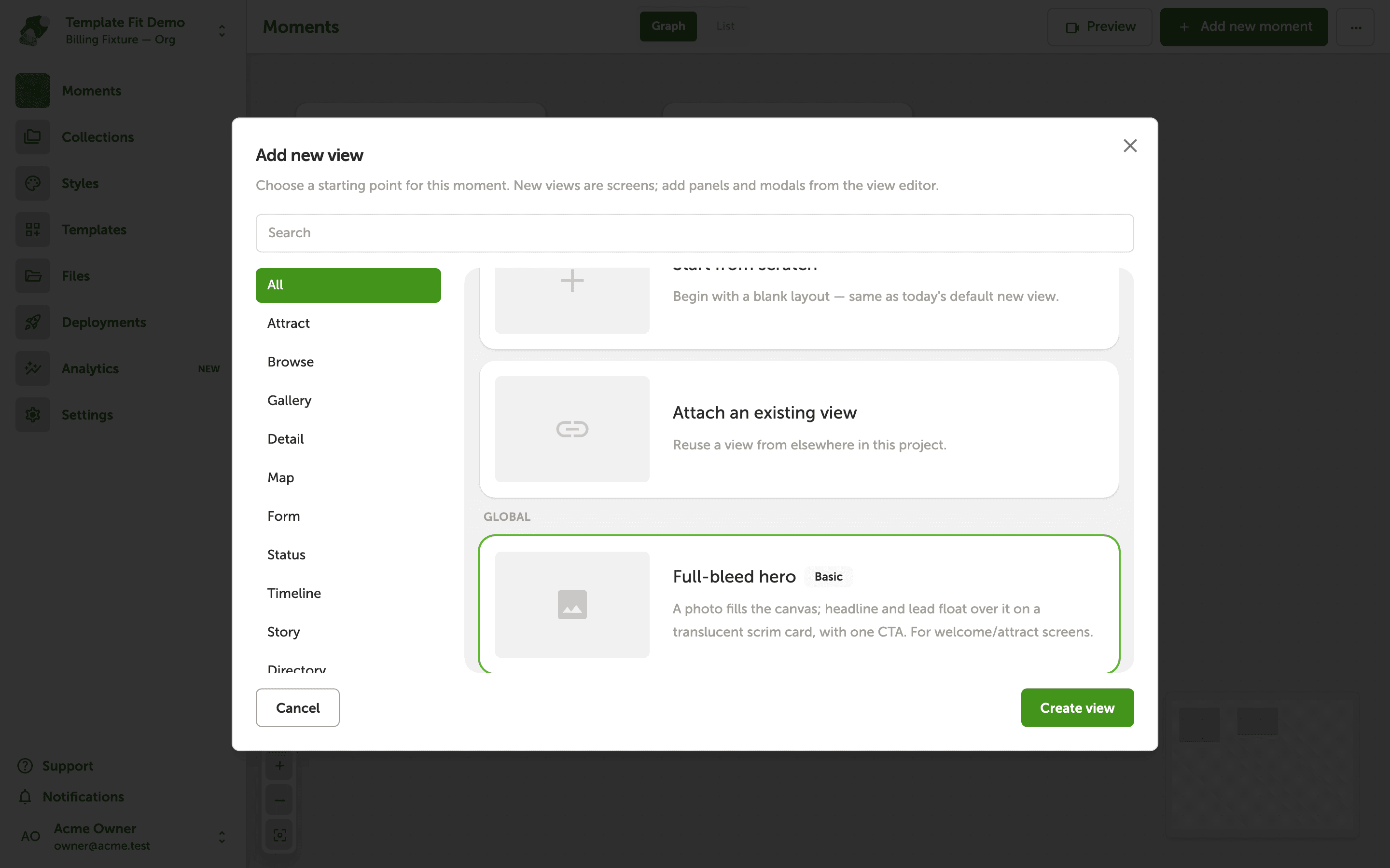 Choosing a Template for Your Screen