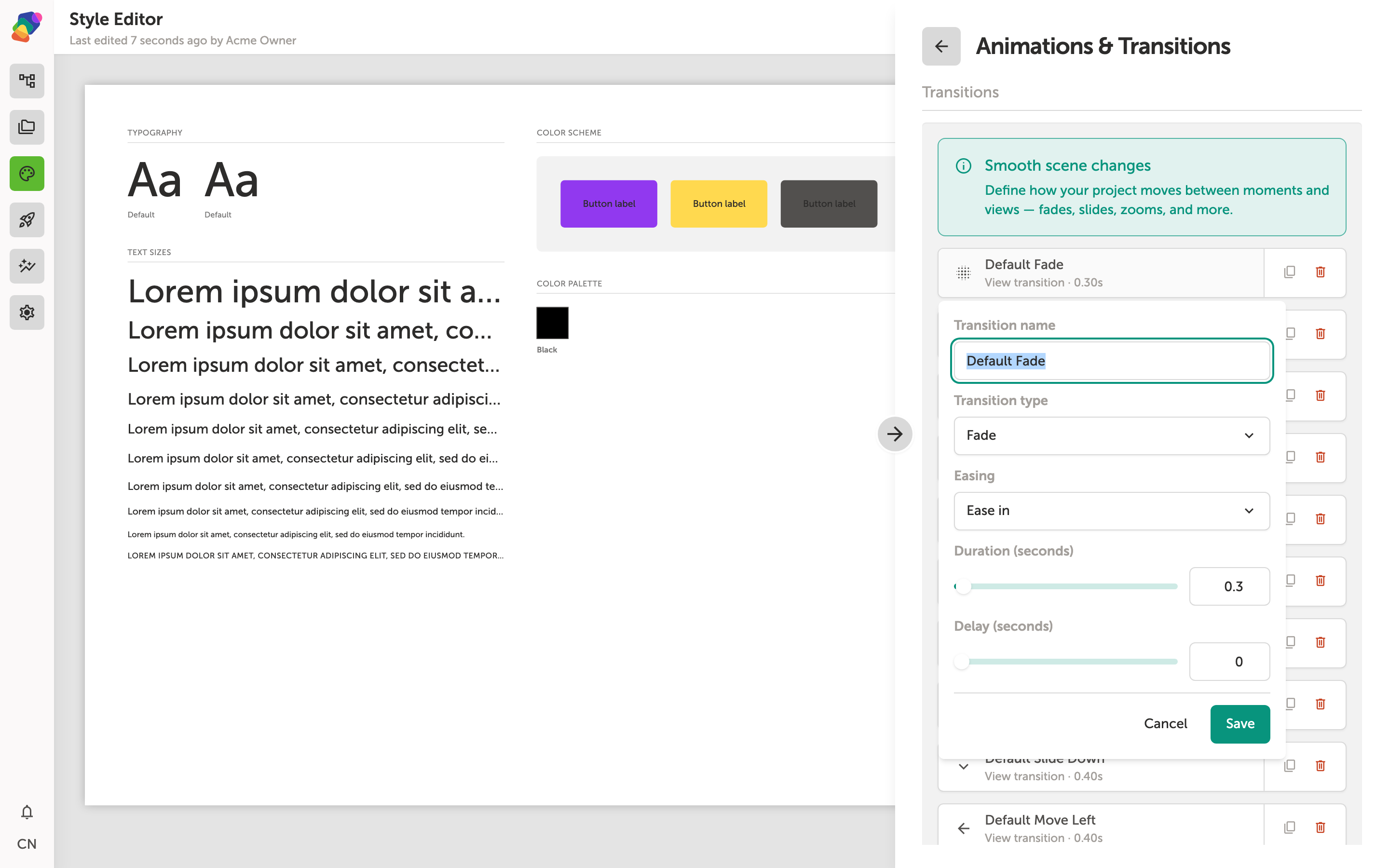 Configuring Animations and Transitions