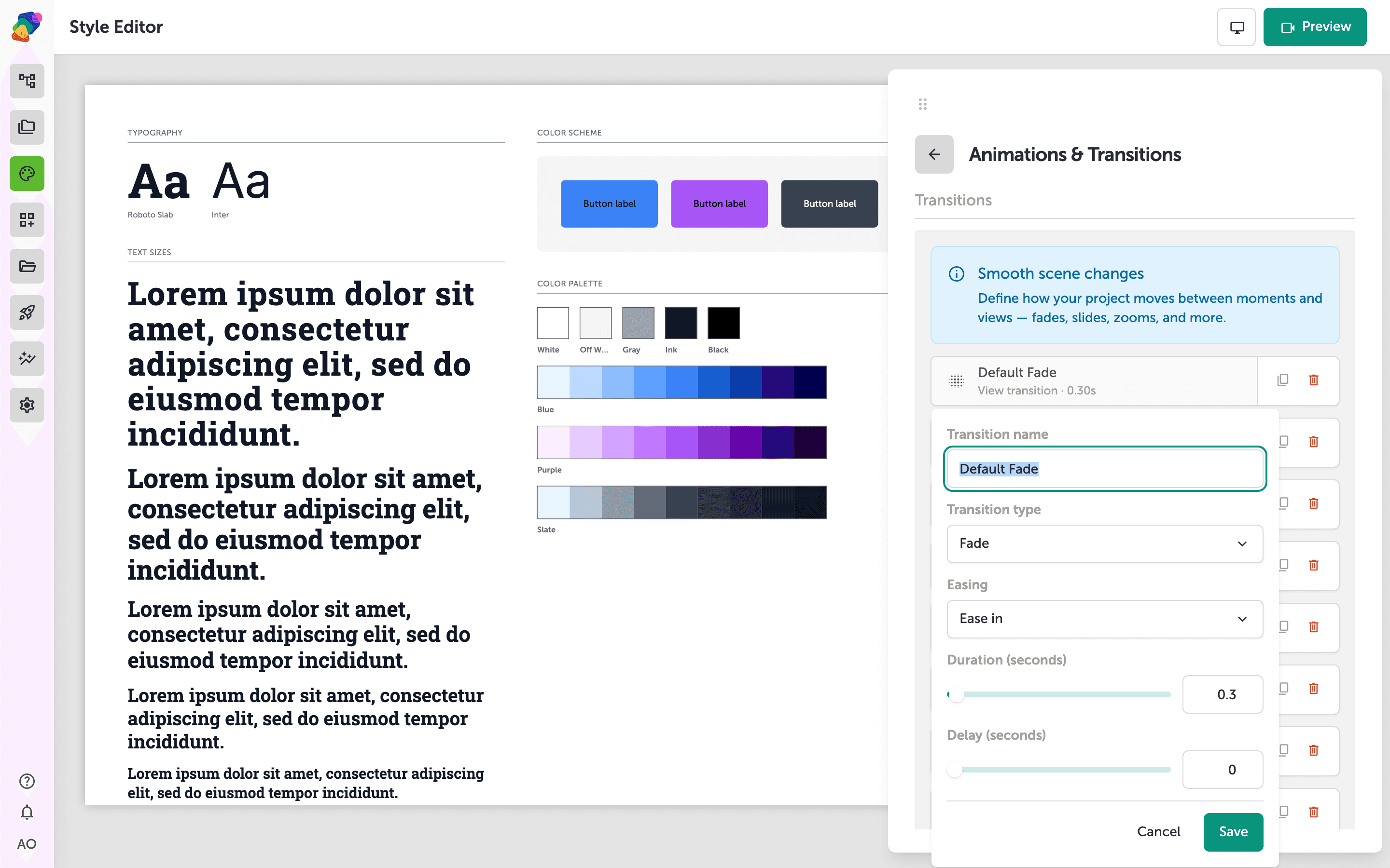 Configuring Animations and Transitions