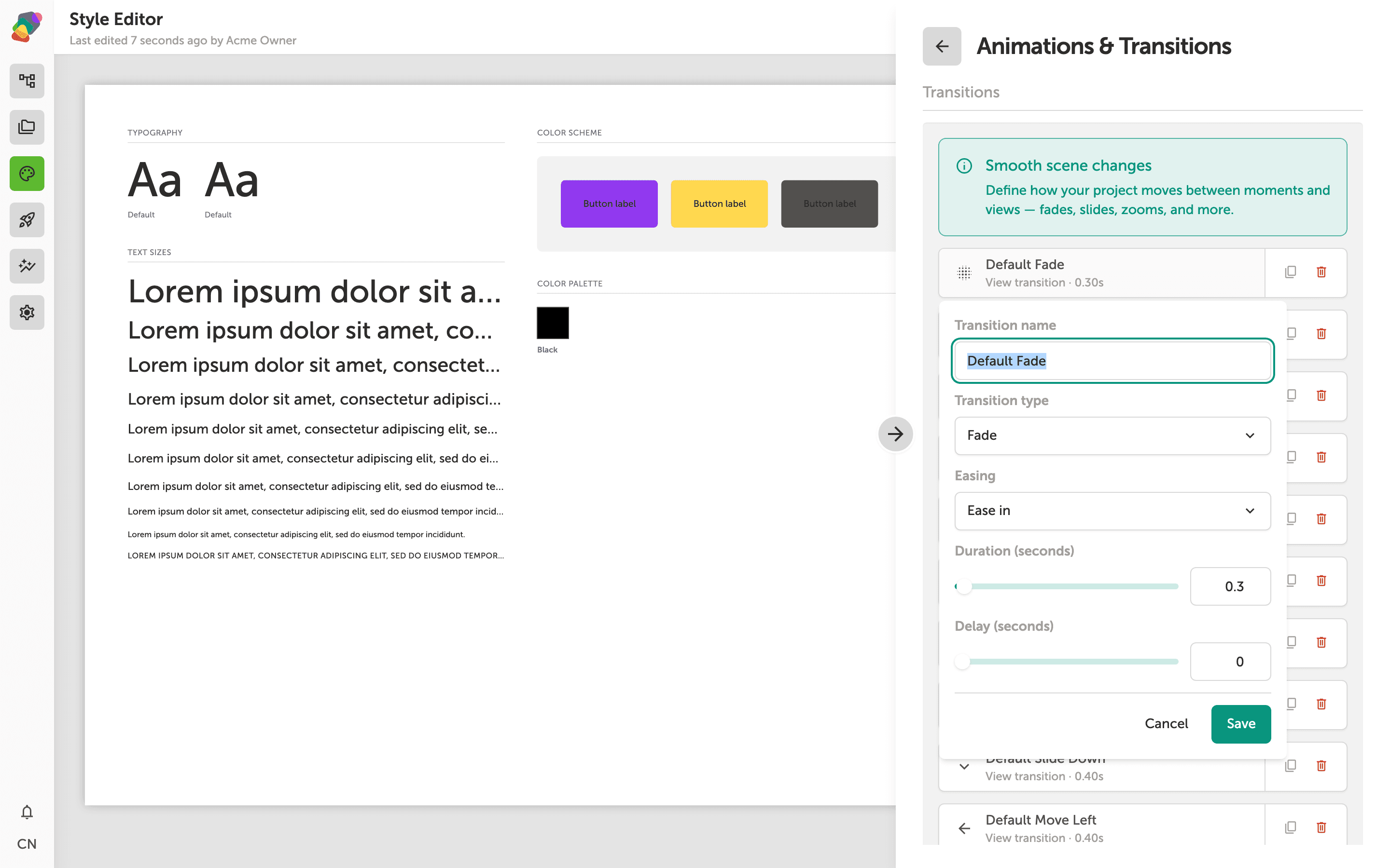 Configuring Animations and Transitions
