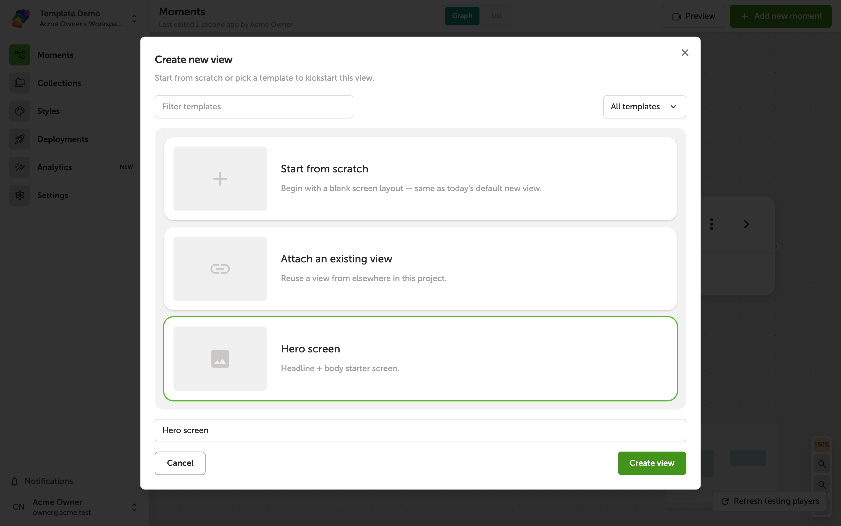Creating a View from a Template