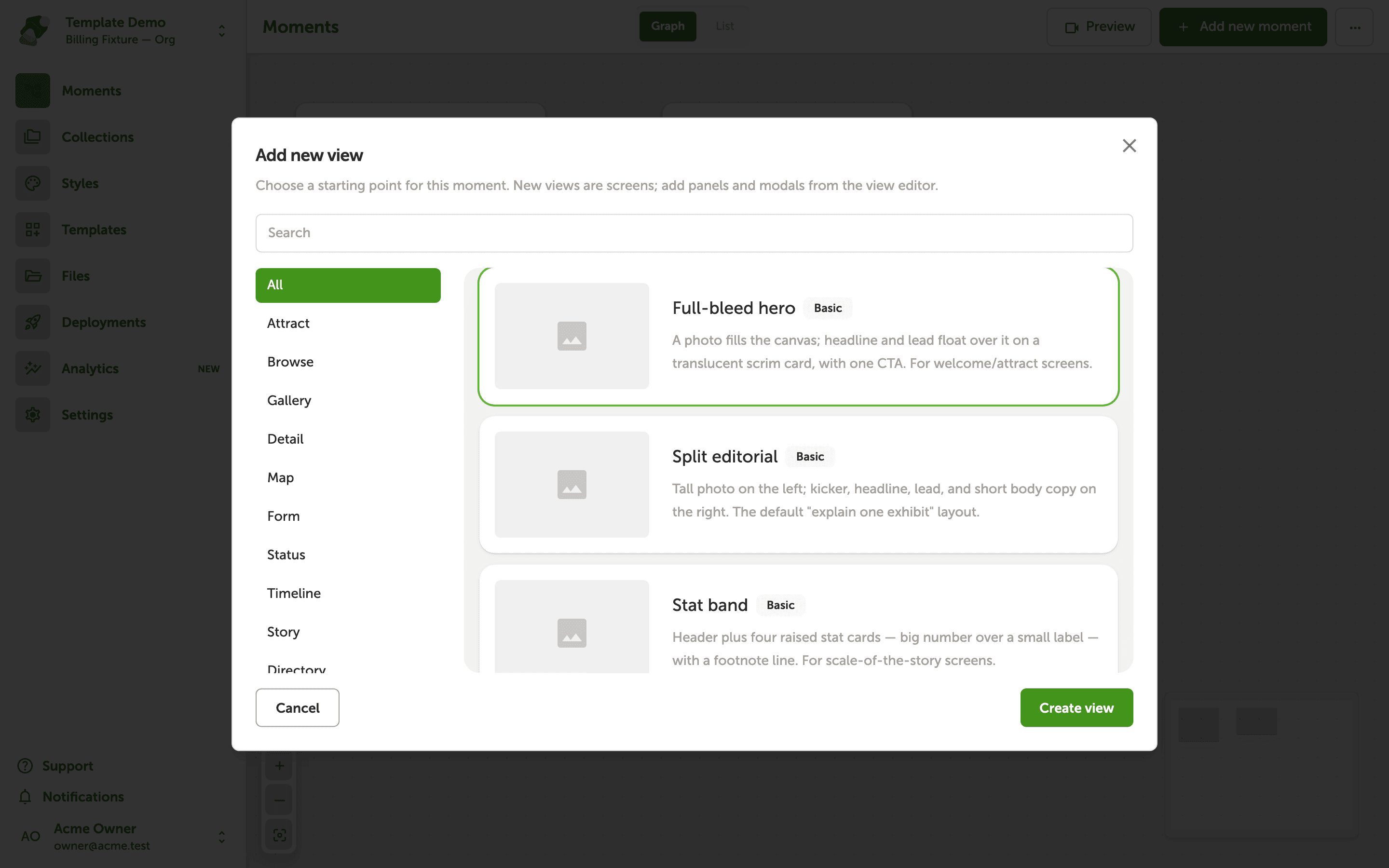 Creating a View from a Template