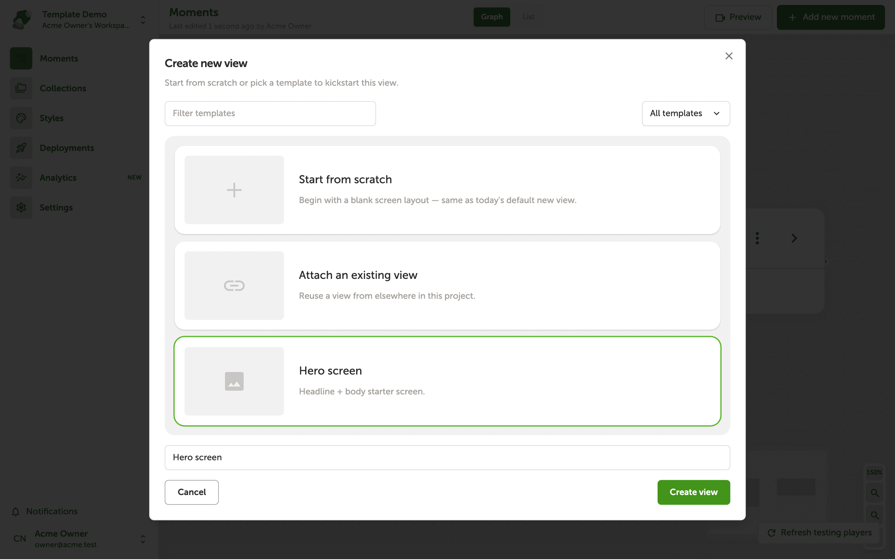 Creating a View from a Template