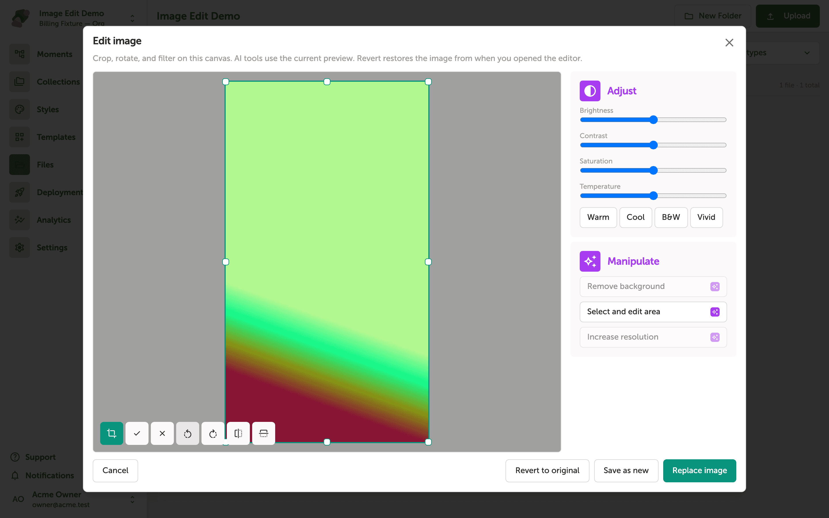 The image after a rotation in the editor.