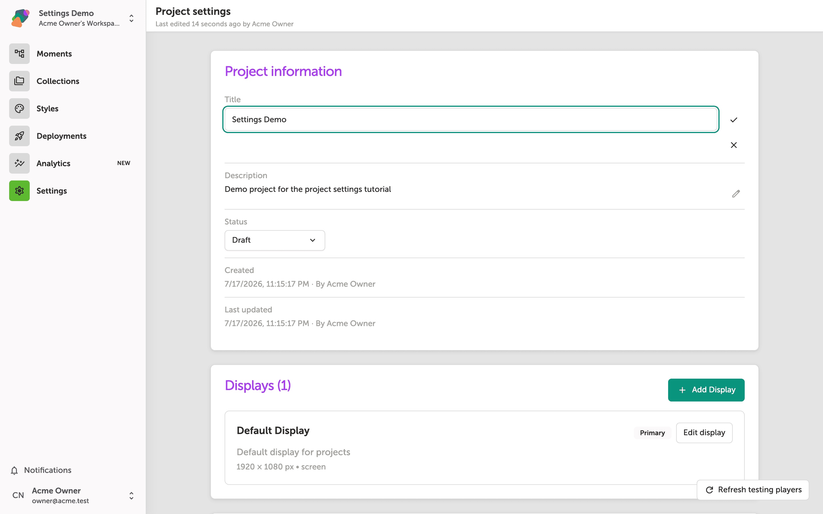 A modal dialog titled 'Rename Project' with a Project Name input field and two buttons: Rename Project and Cancel
