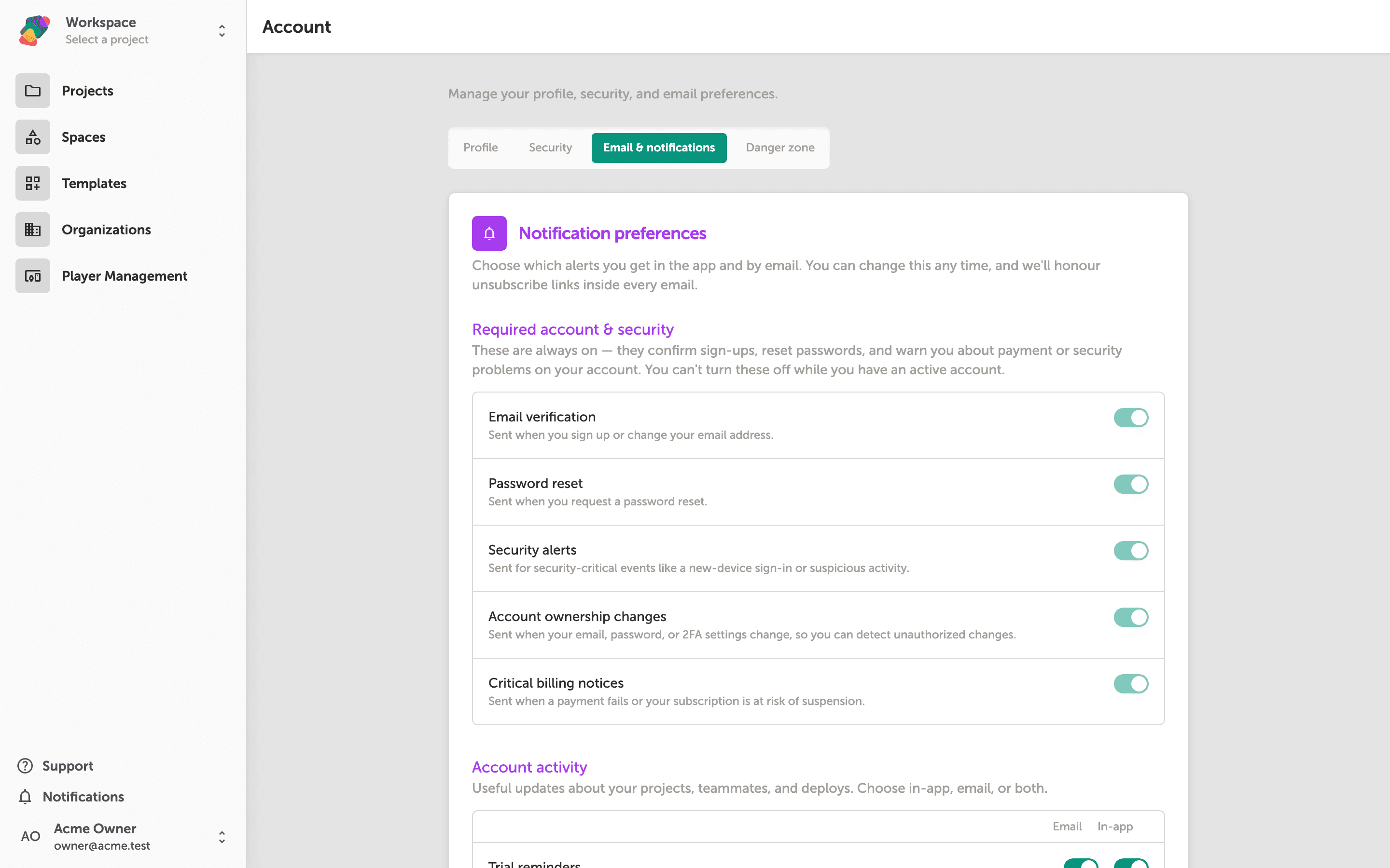 Managing Email Preferences