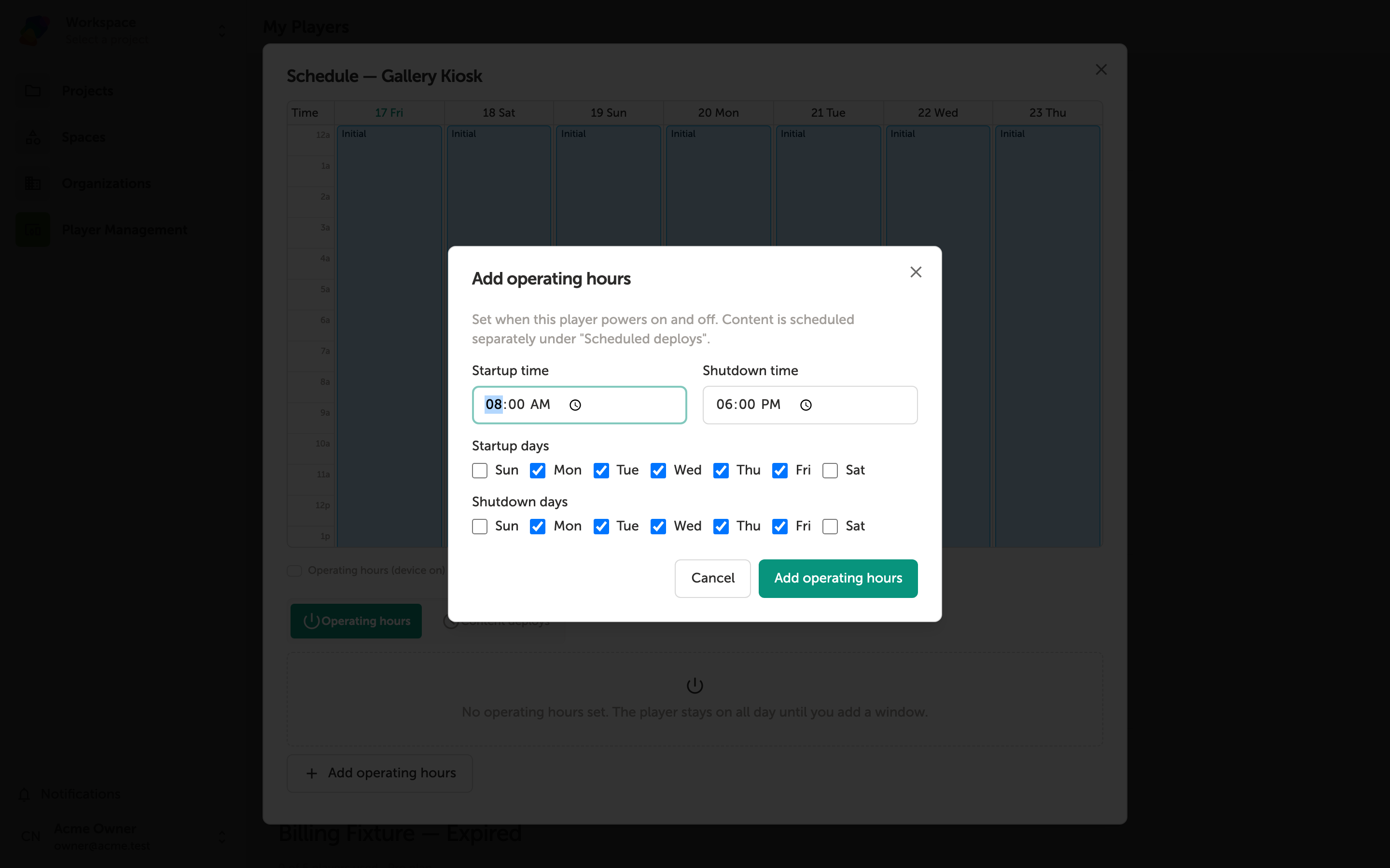 Setting Up a Device Schedule