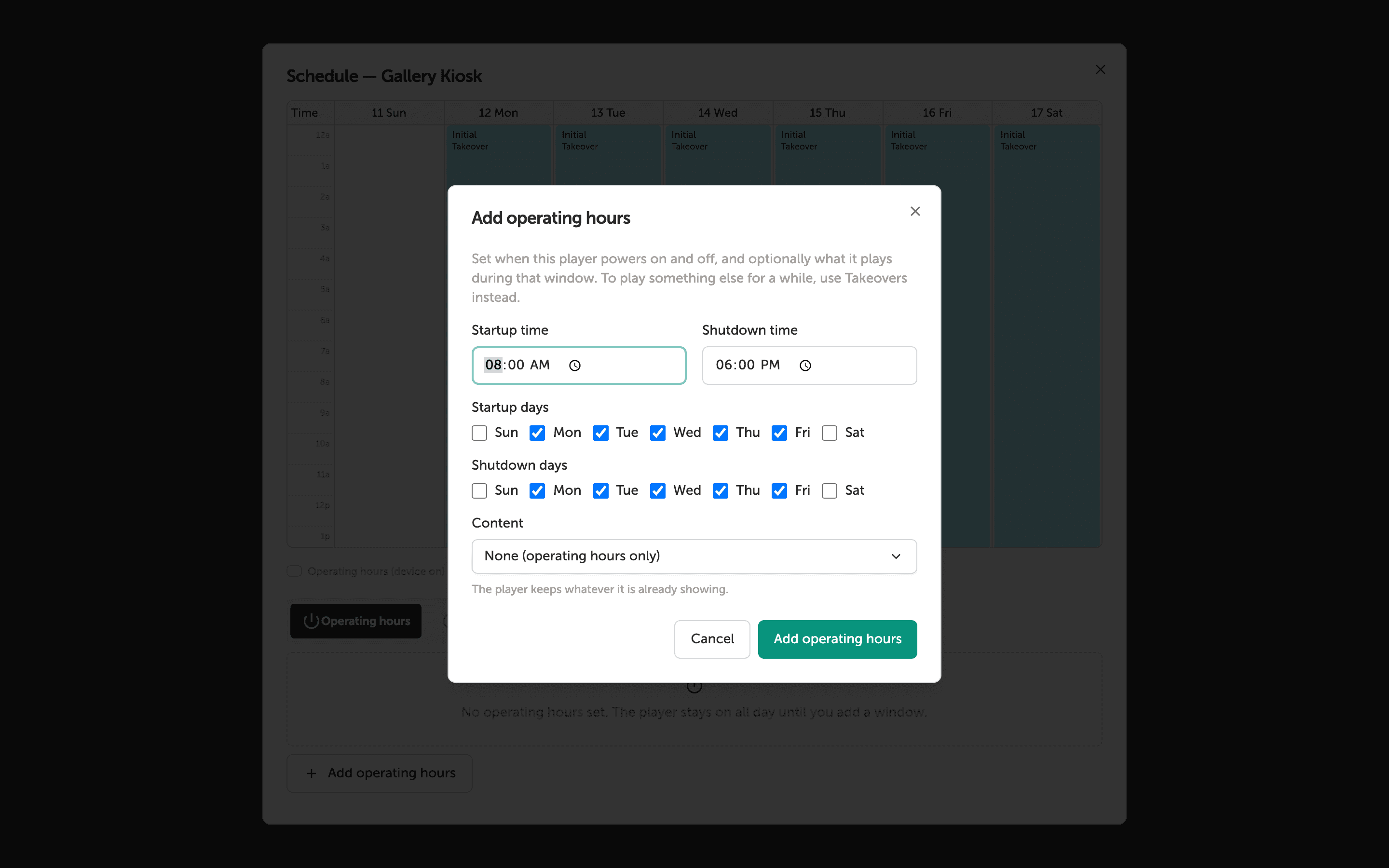 Setting Up a Device Schedule